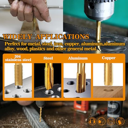 5/8"-18 UNF Tap and 37/64" Drill Bit Kit for Metal,M2 HSS Drill and Tap Set | Combination of Drill and Tap Kit for Metal - size: 5/8"-18 UNF Tap - 37/64" Drill
