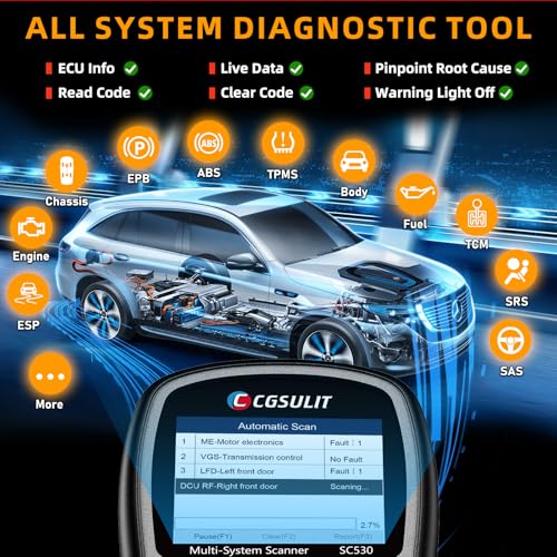 CGSULIT SC530 Pro OBD2 Scanner Diagnostic Scan Tool for Mercedes Benz, 2025 Full System Car Code Reader with 20+ Services, ABS Bleed, Oil/EPB/SRS/SAS/TCM/BMS/T-hrottle Reset, Auto VIN, Free Update