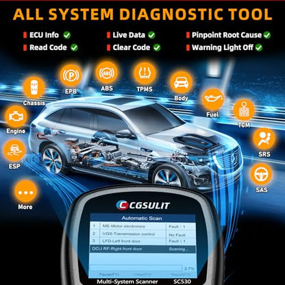 CGSULIT SC530 Pro OBD2 Scanner Diagnostic Scan Tool for Mercedes Benz, 2025 Full System Car Code Reader with 20+ Services, ABS Bleed, Oil/EPB/SRS/SAS/TCM/BMS/T-hrottle Reset, Auto VIN, Free Update