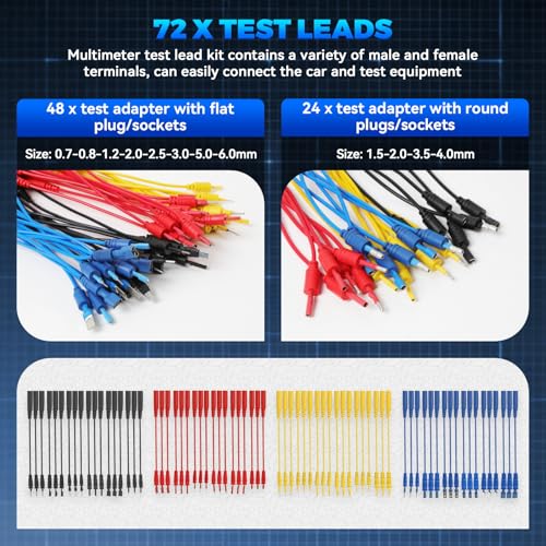 Autory 104PCS Automotive Circuit Test Leads Kit, Multimeter Terminal Test Leads Kit Multi Function Probe Test Kit with Heavy Duty Back Probes Test Lead Set Wire Connectors Set with Black Carrying Case