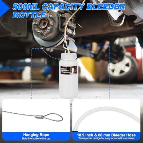 GOOACC Brake Bleeder Kit 2.5L Manual Power Brake Bleeder Fluid Vacuum Pump One Person Brake Pressure Bleeder Flush Kit Brake System Bleeding Tool w 0.5L Extractor Bottle 42mm Adapter for Ford BMW Alfa - size: 2.5L Manual