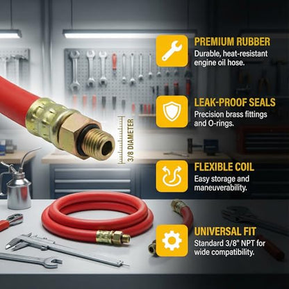 HON1012 12 mm Drain Oil changing Hose Compatible With Honda GX240 GX270 GX340 GX390 GC160 Engines - color: Red 2