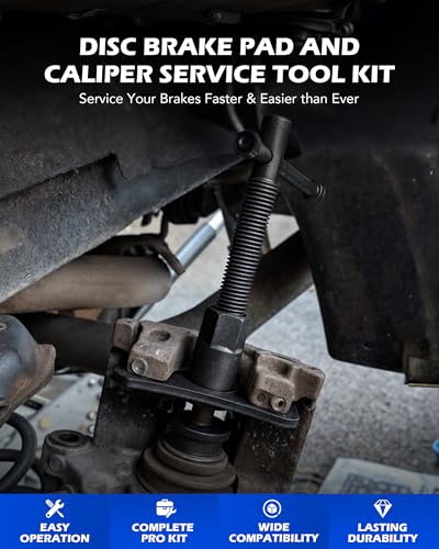 Orion Motor Tech Brake Caliper Wind Back Tool Kit, 24pc Brake Caliper Compression Tool Set with Thrust Bolt Assemblies Retaining Plates Caliper Hangers 18 Disc Adapters, Blue Case - color: Black