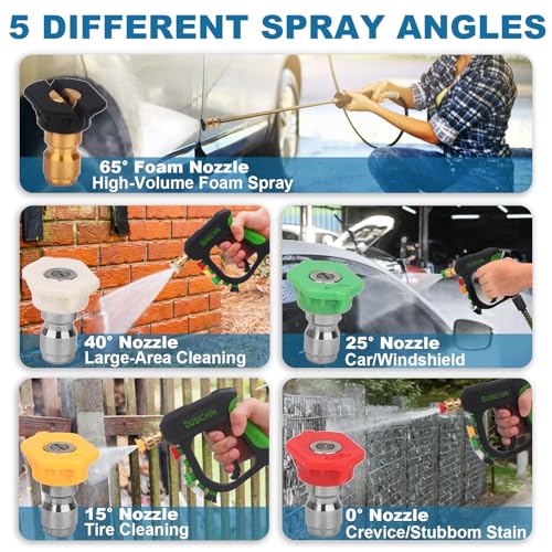 DUSICHIN DUS-007 Snow Foam Lance Foam Cannon Adjustable Jet Wash, Quick Release 1/4" Fitting 5 Pressure Washer Nozzles for Car Detailing Pressure Washer Black