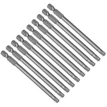 uxcell 10 Pcs T27 Magnetic Torx Screwdriver Bits, 1/4 Inch Hex Shank 3.94-inch Length S2 Security Tamper Proof Screw Driver Kit Tools - size: T27