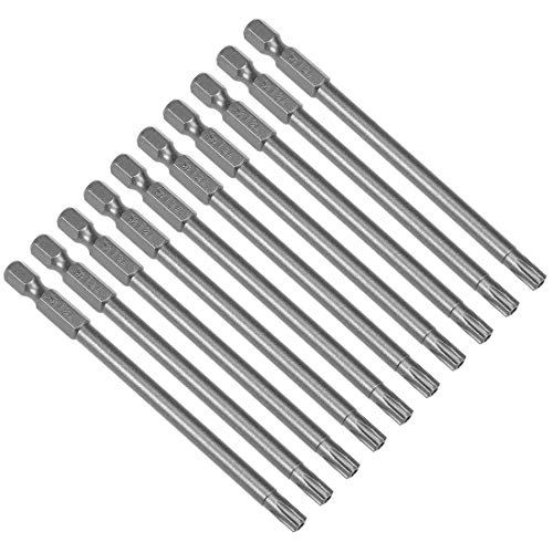 uxcell 10 Pcs T27 Magnetic Torx Screwdriver Bits, 1/4 Inch Hex Shank 3.94-inch Length S2 Security Tamper Proof Screw Driver Kit Tools - size: T27