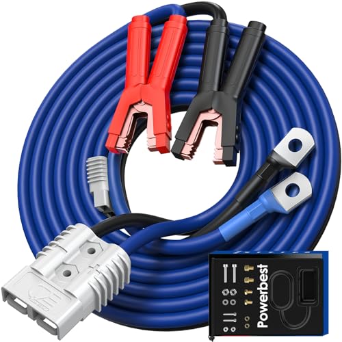 Heavy Duty Jumper Cables - 2/0 Gauge 30 Feet 1600Amp Automotive Booster Jumper Cables with 350A Battery Quick Connect and Permanent Installation kit for Car, SUV and Trucks Battery - (SB350 Gray) - size: 00 Gauge 30FT（SB350）