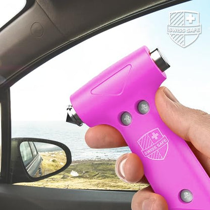 Swiss Safe 5-in-1 Emergency Car Safety Hammer – Car Window Breaker & Seatbelt Cutter, Heavy-Duty Escape Tool for Vehicle Emergencies and Auto Kits – Pink, 1 Pack - color: Pink, size: 1-Pack
