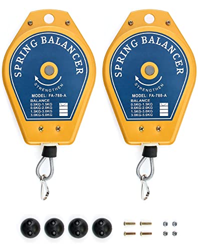 QWORK Spring Balancer 2 Pack 1.1–3.3 lbs Load Range – Adjustable Retractable Tool Hanger for Assembly, Workshop & Garage