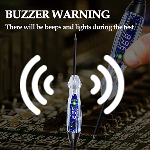 Buzzer Test Light Automotive, 4-60V DC LED Digital Circuit Tester, Heavy Duty Light Tester with Voltmeter, Auto Voltage Tester Electric Probe Test Pen for Fuse, Battery, Polarity