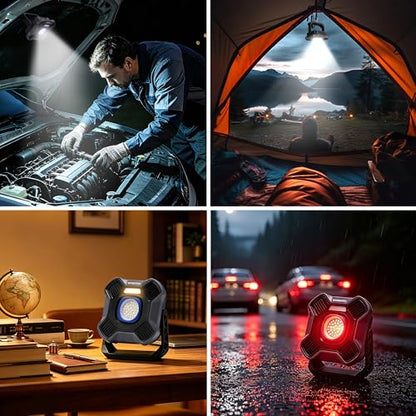 WORKPRO Magnetic Work Light, 4000mAh Rechargeable LED Work Lights, 2000LM | Portable Flood Light with Stand - for Camping, Fishing, Car Repair, Emergency, Job Site Lighting, Mechanic Light with 5 Modes