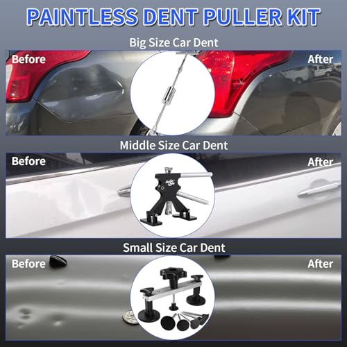 Super PDR Car Dent Repair Kit – Paintless Dent Puller Tool Set with 2 in 1 Slide Hammer, Glue Gun & New GlueTabs – No Paint Damage DIY Dent Remover for Door Dings, Hail, Hood & Fender Dents