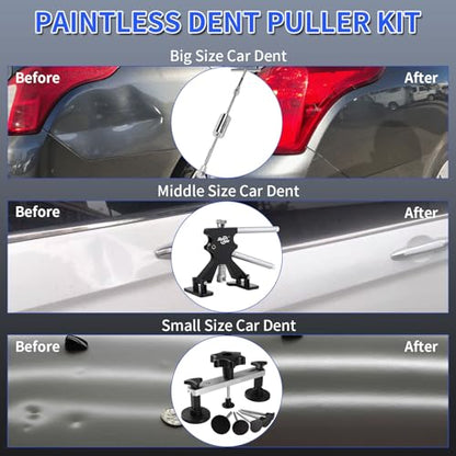 Super PDR Car Dent Repair Kit – Paintless Dent Puller Tool Set with 2 in 1 Slide Hammer, Glue Gun & New GlueTabs – No Paint Damage DIY Dent Remover for Door Dings, Hail, Hood & Fender Dents