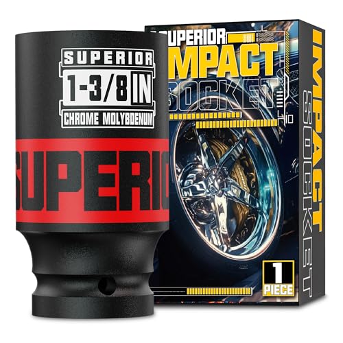 1/2" Drive Impact Socket, 1-3/8 Inch Deep Socket, SAE, 6 Point, CR-MO, for Automotive Maintaince Truck Tires Jumbo Fasteners - size: 1/2" Drive 1-3/8 Inch Deep