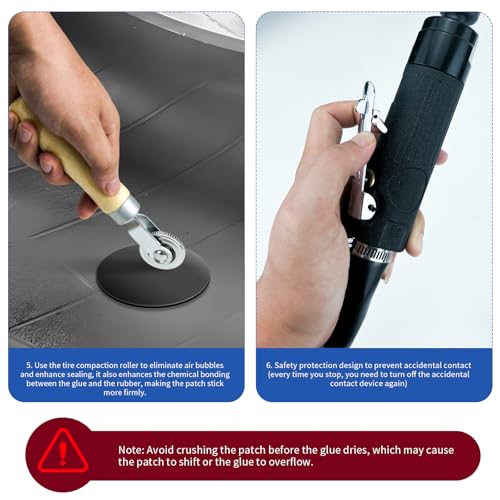 2500rpm Low-Speed Air Tire Repair Kit, Pneumatic Tire Buffer, Tire Patch Roller, Inner Liner Scraper, Tungsten Steel Buffing Wheels (42mm & 55mm) with Quick-Change Chuck, Variable Speed Throttle