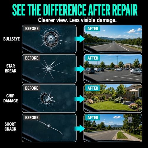 Cracked Windshield Repair Kit for Chips and Cracks, Car Windshield Crack Repair Kit, Glass Repair Liquid for Cracks, Rock Chip Repair Kit Windshield, Windshield Chip Repair Kit. (1)