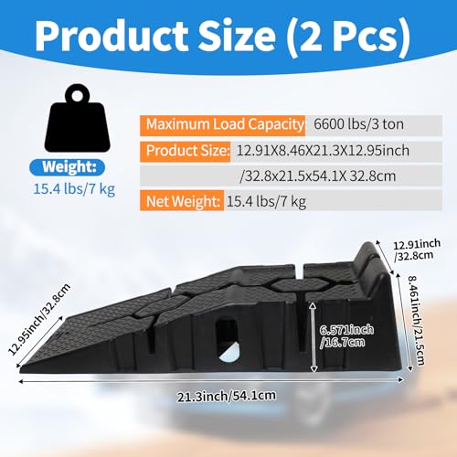 Portable Plastic Car Ramps - 6600Lbs Capacity Non-Slip Low Profile Car Ramps for Oil Changes,Vehicle Ramps for Tire Replacement & Chassis Maintenance-SUV/Pickup/Sedan,2-Pack.