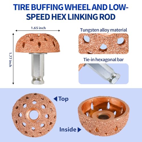 33PCS Tire Repair Patch Tools Tire Patch Kit, 30PCS Tire Patches(32mm/ 42mm/ 58mm with Tire Patch Roller, Tire Repair Buffing Wheel, Tire Inner Liner Scraper for Car Motorcycle Bike