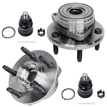 Detroit Axle - 4pc Front Wheel Bearing Hubs Kit for 1996-2007 Ford Taurus | 1996-2005 Mercury Sable 1995-2002 Lincoln Continental 2 Wheel Bearing Hubs Assembly 2 Lower Ball Joints Replacement