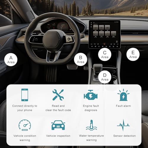 Bluetooth OBD2 Scanner for Car, Professional OBDII Vehicle Diagnostic Tester with Exclusive App, Wireless OBD2 Auto Engine Fault Code Reader Scan Tool for Phone PC