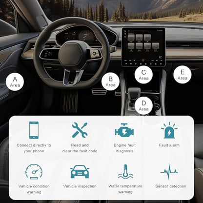 Bluetooth OBD2 Scanner for Car, Professional OBDII Vehicle Diagnostic Tester with Exclusive App, Wireless OBD2 Auto Engine Fault Code Reader Scan Tool for Phone PC