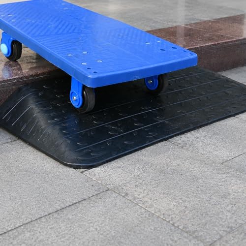 Heavy-Duty Rubber Threshold Ramps with Non-Slip Surface, 1" - 4" Rise Curb Ramps for Wheelchair Scooter Car Entrance Doorway, Loading Ramps Rated 20000Lbs Load Capacity (4" Rise) - size: 4" Rise