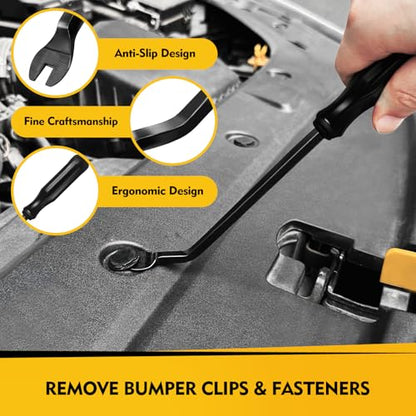Auto Trim Removal Tool Kit, 5-Piece No Scratch Plastic Pry Tool Set for Car Door Panel & Dashboard - Professional Trim Tools Automotive with Clip Fastener Remover, Scratch-Resistant - Black