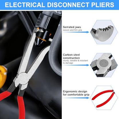 5PCS Electrical Disconnect Pliers for Cars, Hose Clamp Pliers | Automotive Electrical Disconnect Pliers, Connector Removal Tools for Fuel Line/MAF Sensor/Electrical Terminals/Lgnition Coil