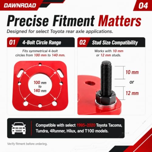Rear Axle Bearing Puller & Installer with ABS Tone Ring Tool Kit, Heavy Duty Toyota Axle Bearing Tool, Compatible with 1995-2020 Toyota Tacoma, Tundra, 4Runner, Hilux, T100 Pickups