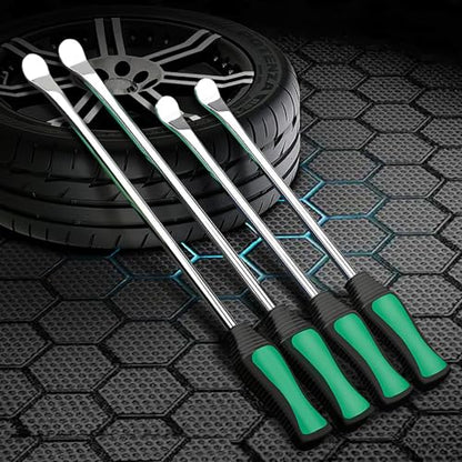 11.8-14.5 inch Steel tire pry bar Tool kit, tire Tools Include 3 tire pry Bars, 3 Rim Protectors, Valve Tool, 4 Valve cores, Motorcycle tire Changer, Bicycle and e-Bike tire Changer (14.5-inch)