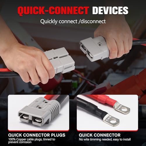 FIERYRED 2/0 Gauge 30 FT Quick Connect Jumper Cables, 1500A Heavy Duty Booster Cables with Travel Bag, Heavy Duty Battery Jumper Cable for Truck, Diesel Trucks, SUV and Car - size: 2/0 Gauge 30 FT w/Andersen Connector