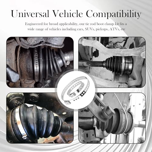 10PCS CV Boot Clamp Tool Kit Stainless Steel,Adjustable CV Axle Boot Clamp Kit with Hose Clamps Small & Large,Universal Tie Rod Boots Clamps CVS Boots Repair Kits for Cars,SUVs