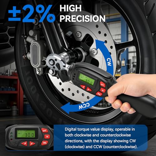 DISEN 1/4 inch Digital Torque Wrench Set with 13pcs Sockets & Extension Bar, 5-25 N.m / 3.7-18.4 Ft.lb, ±2% Accuracy, 3 Modes (Track/Peak/Pre), 5 Units, LED & Buzzer, for Auto Motorcycle Bike DIY - size: 1/4 inch