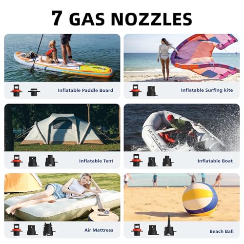 CYCPLUS 20PSI High Pressure Smart SUP Air Pump, Rechargeable Battery-Powered, Intelligent Dual Stage Inflation & Deflation, Auto-Off Air Pump for Stand Up Paddle Boards,Surfing Kite, Tent, Mattress