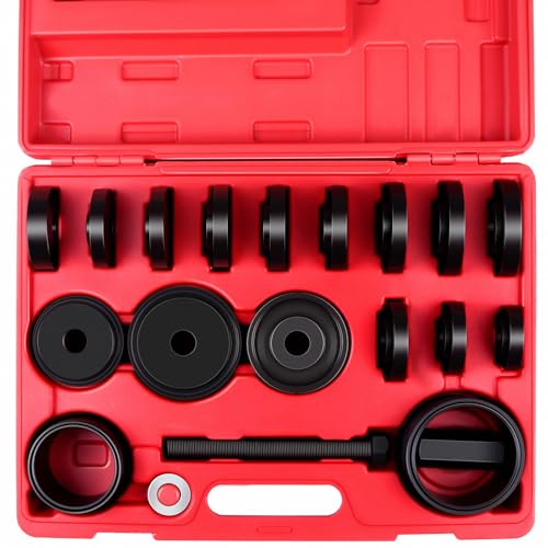 SCITOO Wheel Bearing Press Kit for Front Wheel Drive Bearing Removal & Installation, 22pcs Wheel Bearing Puller Tool Set with Sliding Screws Universal Bushings Sleeves Storage Case