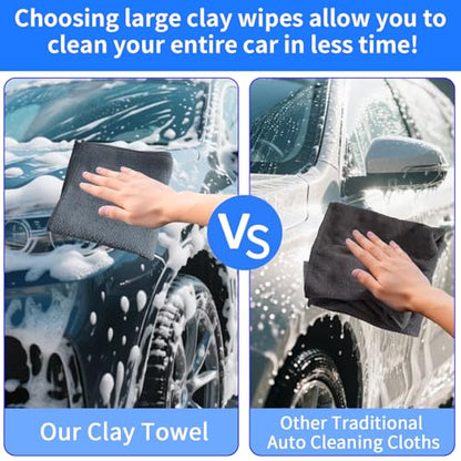 2 Pack Clay Towel Auto Detailing 12 x 12 Inch Fine Grade Clay Bar Towel for Car Detailing Microfiber Car Cloth Cleaner for Cleaning & Release of Paint Contaminants, Grey - color: Grey