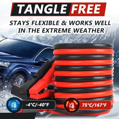 iMeshbean 2/0 Gauge 30FT Jumper Cables, Commercial Grade Automotive Booster Cables for Jump Starting Dead or Weak Batteries, Heavy Duty Booster Cable for Car Van Truck,with Storage Bag - size: 2/0 Gauge - 30FT