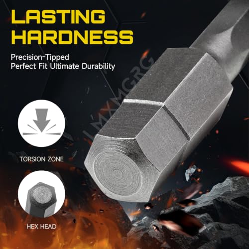 12PCS Hex Head Allen Wrench Drill Bit Set,SAE Hex Bit Set,1/4 Inch Square Shank Impact Hex CNC Machined Screwdriver Bits(50mm) - color: 12pcs Hex Head
