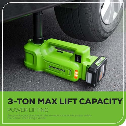 Greenworks 24V Brushless 2 pcs Cordless Power Tool Combo Kit, include 3/8" 150-ft lbs. Impact Wrench, 3 Ton Max Loading Car Jack, Include 2 x 2Ah Batteries and 1 Fast Charger - size: 2PCS Combo Kits(Car Jack+Impact Wrench)