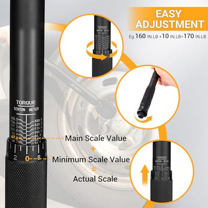 DEKOPRO 1/2 Inch Drive Dual-Direction Torque Wrench, 10-150 Ft-Lb & 13.6-203.5 Nm Range, ±4% Precision, 24-Tooth Chrome Vanadium Ratchet, 16.5inches Anti-Slip Matte Handle - style: 1/2 Inch Torque Wrench
