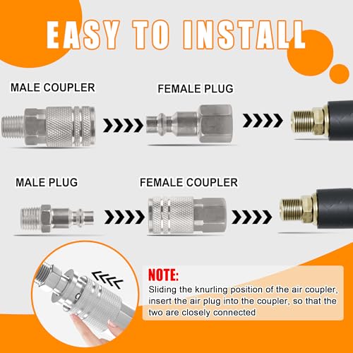 67Pcs Air Coupler and Plug Kit,1/4 Inch NPT Air Tool Fittings Set, Quick Connect Air Hose Fittings Air Compressor Accessories