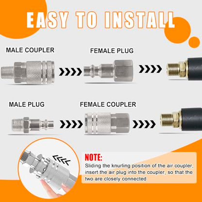 67Pcs Air Coupler and Plug Kit,1/4 Inch NPT Air Tool Fittings Set, Quick Connect Air Hose Fittings Air Compressor Accessories