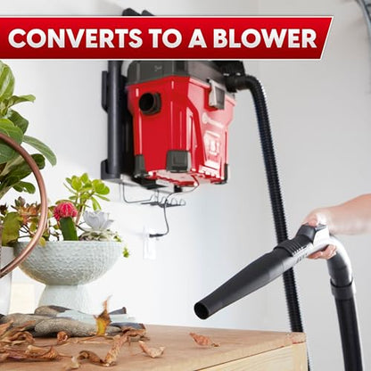 Vacmaster 5-Gallon* 5 Peak HP† Remote Control Wall Mount Wet/Dry Vac – VWMB508 1101 - color: Red