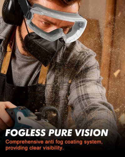 Anti Fog Safety Goggles Over Glasses - ANSI Z87.1 Certified Eye Protection for Chemistry Lab Work - 2 Pack - color: 2pcs - Light Grey
