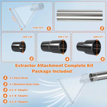 Shop Vac Extractor Attachment Kit with 2-1/2", 1-7/8" & 1-1/4" Adapters, Universal Wet Dry Vacuum Attachment for Carpet Cleaning, Upholstery, Auto Detailing & Spot Cleaning (Large) - size: Large