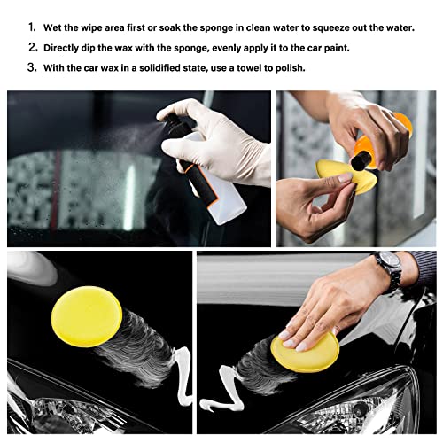 PSLER 30 Pack Foam Applicator Pads - Foam Car Wax Applicator Pad Detailing Round 4 inch Polishing Sponges for Car Wax Applicator Pad -Yellow - size: 10CM-30PCS
