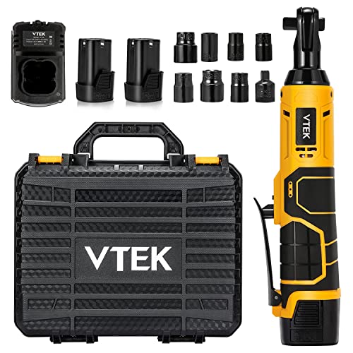 VTEK 3/8" Cordless Ratchet Wrench 16.8V Electric Power Ratchet Wrench,40 Ft-lbs 400 RPM