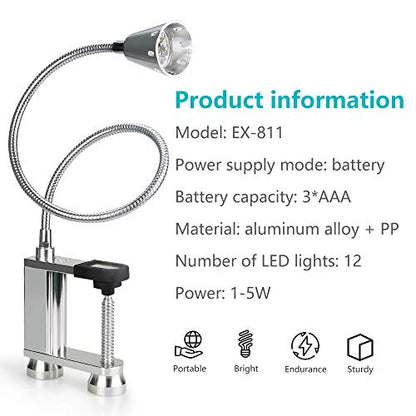 Jhua Grill Lights for Outdoor Grill BBQ Light 12 LED Super Bright Grill Light Battery Operated, 24“ 360° Flexible Neck, Clip On Outdoor Barbecue Lamp with Magnet, for Barbecue Grilling Table Workbench
