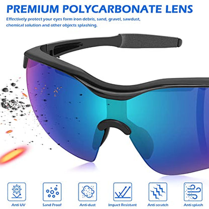 OXG 12 Pack Safety Glasses, ANSI Z87.1 Impact Resistant Anti-Scratch Safety Goggles for Men Women Youth - color: Mirrored