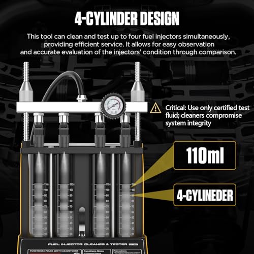 CT150 Fuel Injector Cleaner Tester 4 Cylinders Upgraded Ultrasonic Cleaning Kit with 12-in-1 Diagnostic Functions for Automotive & Motorcycle